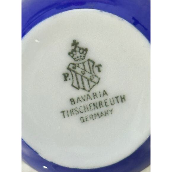 Bavaria Tirschenreuth PT Germany Demitasse Cobalt Green Rose Pink Cup Saucers 4 - Picture 14 of 15